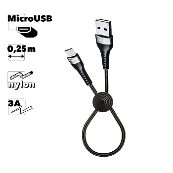 USB Дата-кабель Earldom EC-094M MicroUSB, 0.25 метра, черный